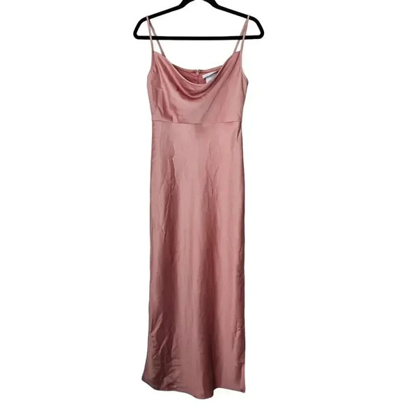 NWT BHLDN Cali Satin Cowl Neck Midi Slip Dress Sedona 0 New Anthropologie - Picture 3 of 9
